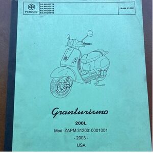 Piaggio Vespa‎ 200L ZAPM 31200 Granturismo GT200 Scooter Parts Catalog Manual